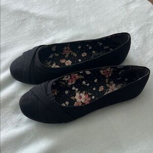 Xappeal Black Flats with Floral Interior